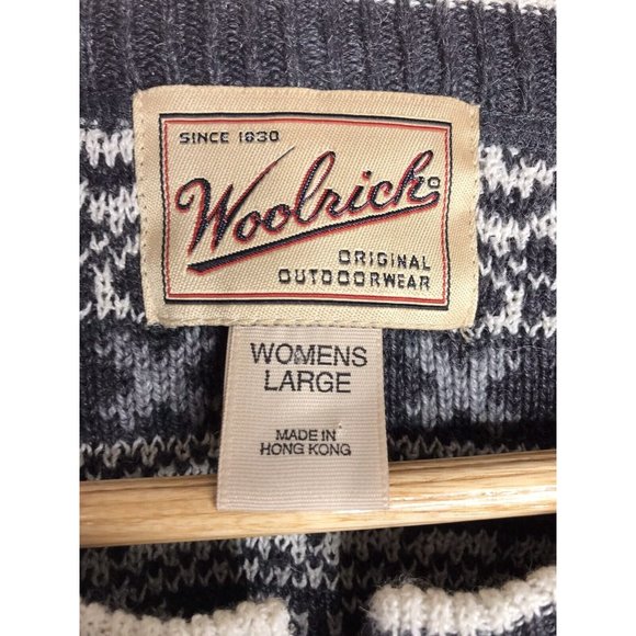 Vintage Woolrich Cardigan Sweater Women's Large Nordic Fair Isle Metal Clasps - Picture 6 of 10